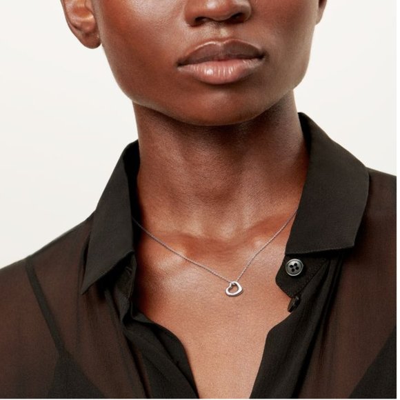 Tiffany and Co. Pendant Necklace Elsa Peretti Open Heart Silver 925 - Picture 9 of 12